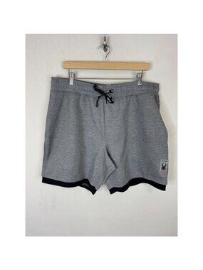 Spyder Active Mens ProWeb Athletic Gym Shorts Gray Black XL SPM520 8"
